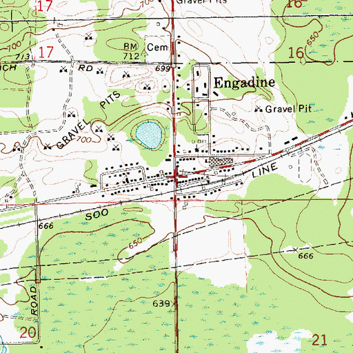 Topographic Map of Engadine, MI