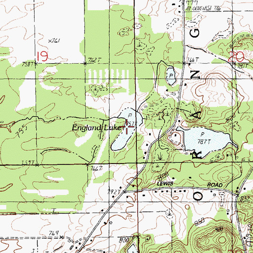 Topographic Map of England Lake, MI