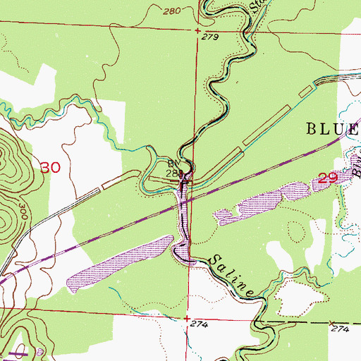 Topographic Map of Corns Bridge (historical), AR