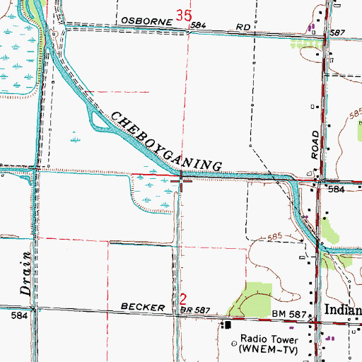 Topographic Map of English Drain, MI