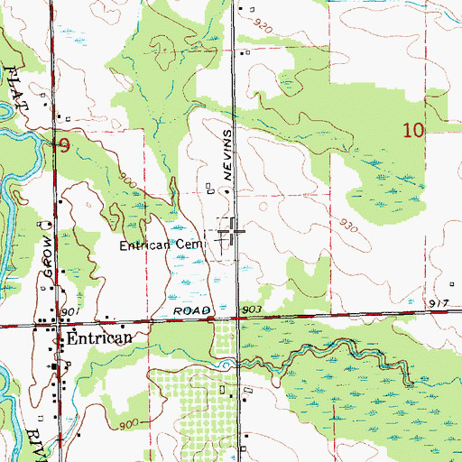 Topographic Map of Entrican Cemetery, MI