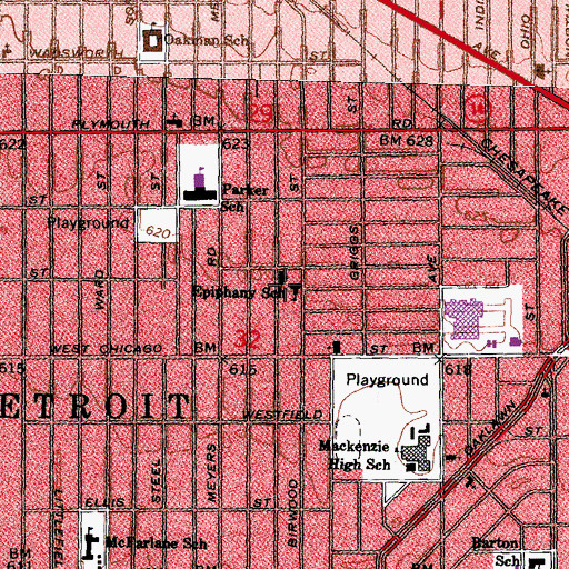 Topographic Map of Epiphany School, MI