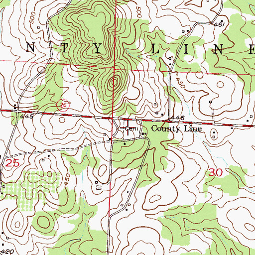 Topographic Map of County Line Cemetery, AR