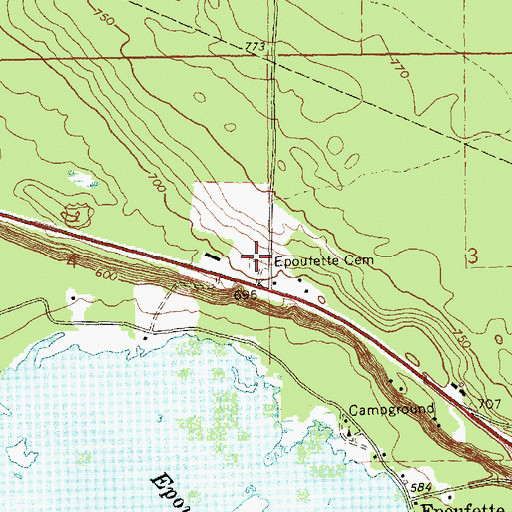 Topographic Map of Epoufette Cemetery, MI