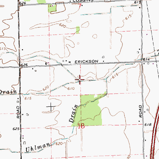 Topographic Map of Erickson Drain, MI