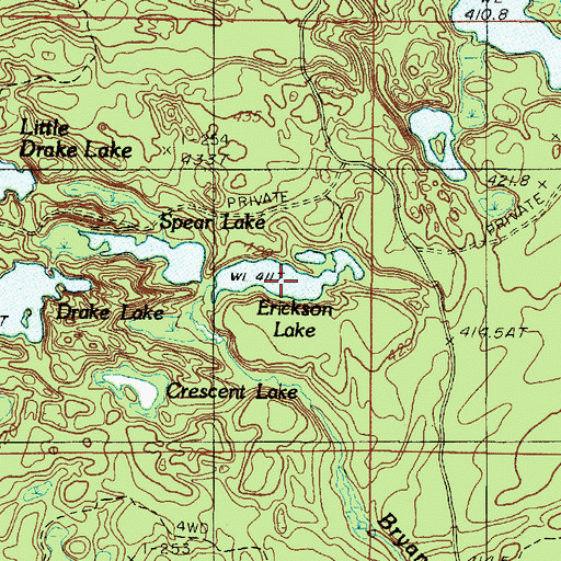Topographic Map of Erickson Lake, MI
