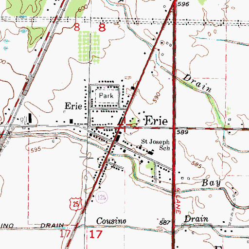 Topographic Map of Erie, MI