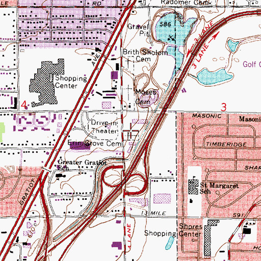 Topographic Map of Erin Grove Cemetery, MI