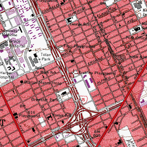 Topographic Map of Erskine Playground, MI