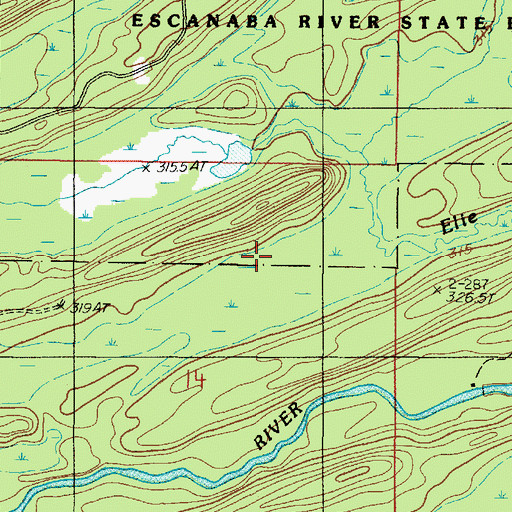 Topographic Map of Escanaba River State Forest, MI