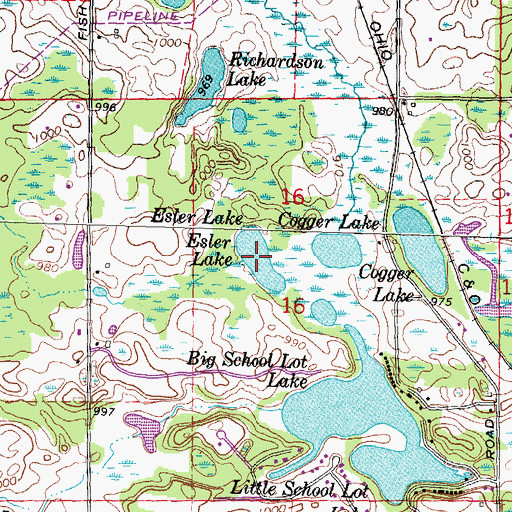 Topographic Map of Esler Lake, MI