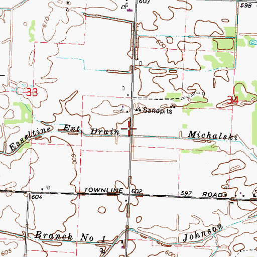 Topographic Map of Esseltine Extension Drain, MI