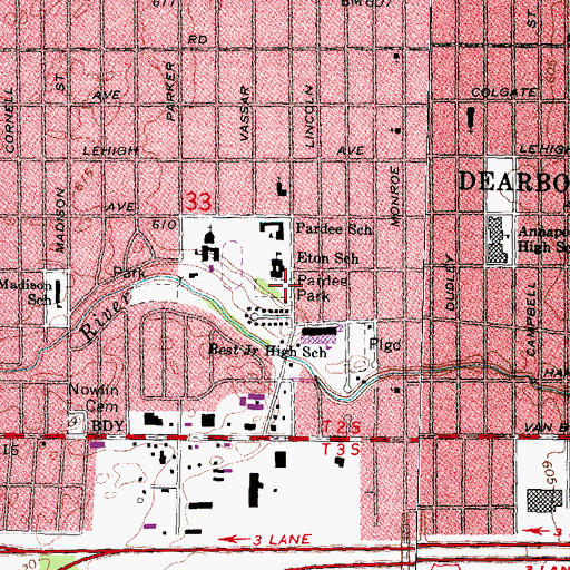 Topographic Map of Eton School, MI