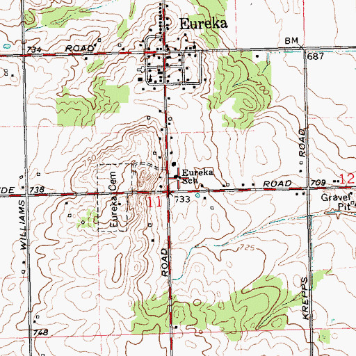 Topographic Map of Eureka School, MI