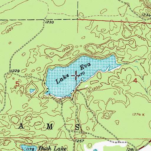 Topographic Map of Lake Eva, MI
