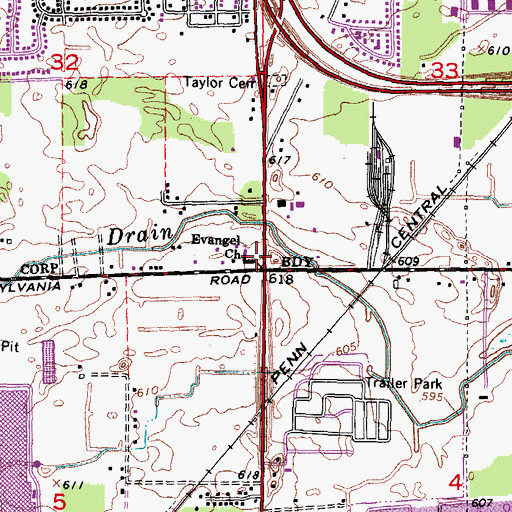 Topographic Map of Evangel Church, MI