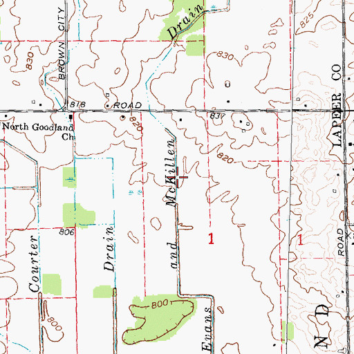 Topographic Map of Evans and McKillen Drain, MI
