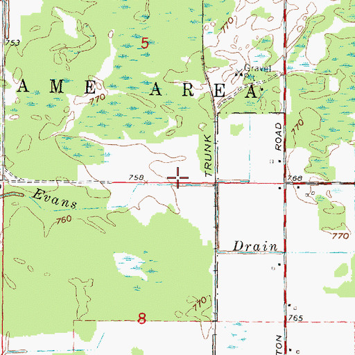 Topographic Map of Evans Drain, MI