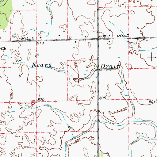 Topographic Map of Evans Drain, MI