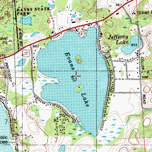 Topographic Map of Evans Lake, MI