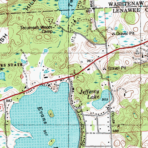 Topographic Map of Evans School, MI