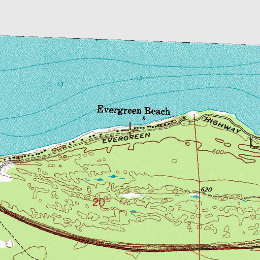 Topographic Map of Evergreen Beach, MI
