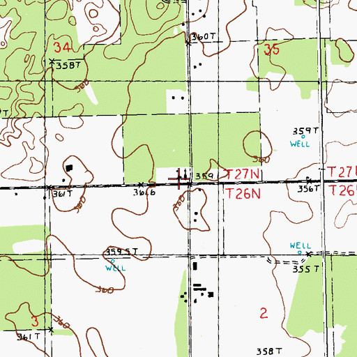 Topographic Map of Evergreen Church, MI