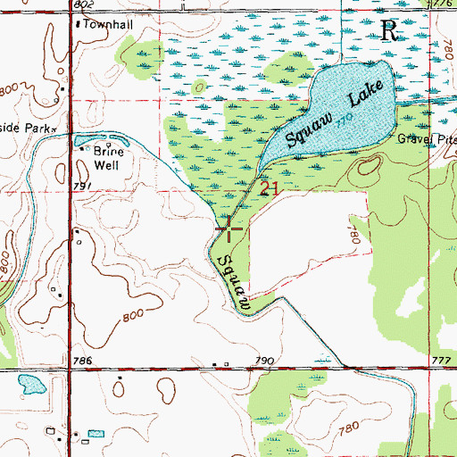 Topographic Map of Evergreen Creek, MI