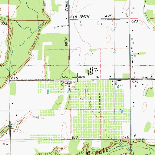 Topographic Map of Evergreen Glade School, MI
