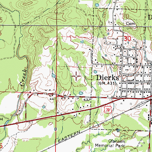 Topographic Map of Dierks High School, AR