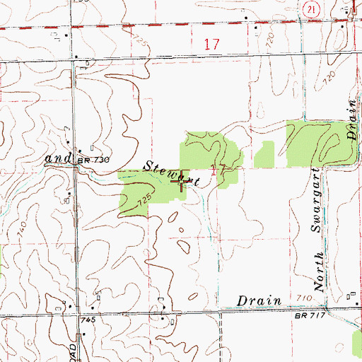 Topographic Map of Evert and Stewart Drain, MI