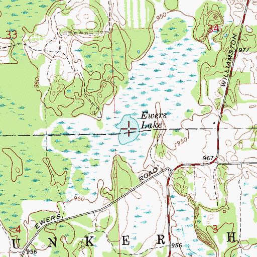 Topographic Map of Ewers Lake, MI