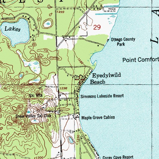 Topographic Map of Eyedylwild Beach, MI