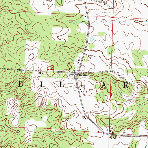 Topographic Map of Dillard School (historical), AR