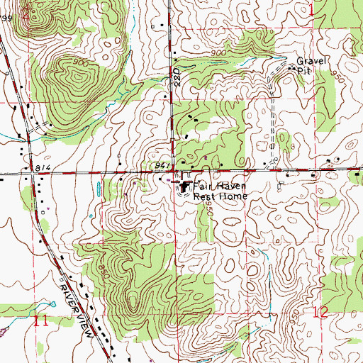 Topographic Map of Plainwell Pines Nursing Center, MI