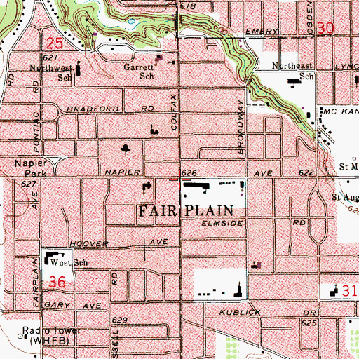 Topographic Map of Fair Plain, MI