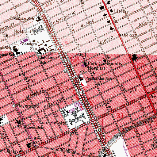 Topographic Map of Fairbanks School, MI