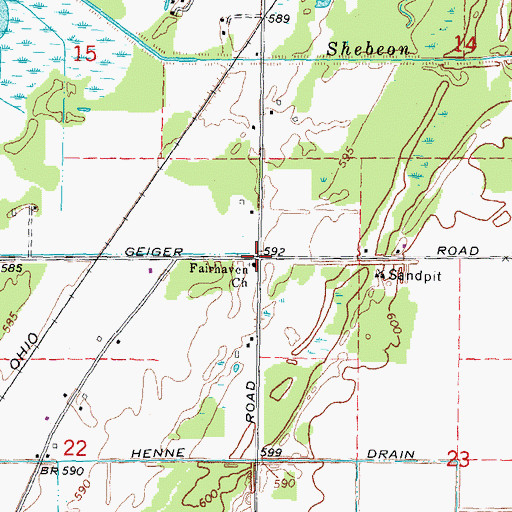 Topographic Map of Fairhaven Church, MI