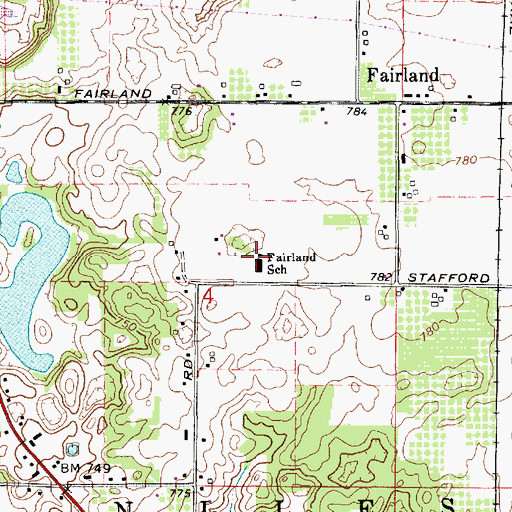 Topographic Map of Fairland School, MI