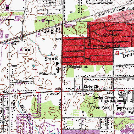 Topographic Map of Fairlane Church, MI
