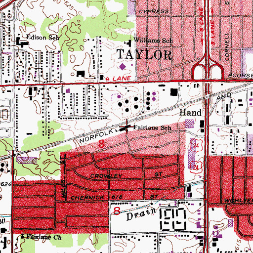 Topographic Map of Fairlane School, MI