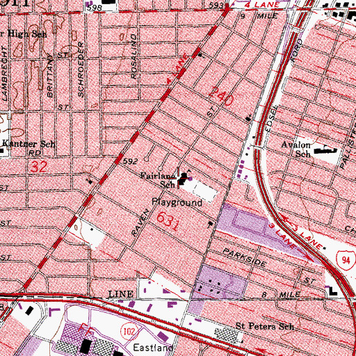 Topographic Map of Fairlane School, MI