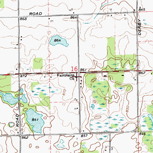 Topographic Map of Fairplains Church, MI