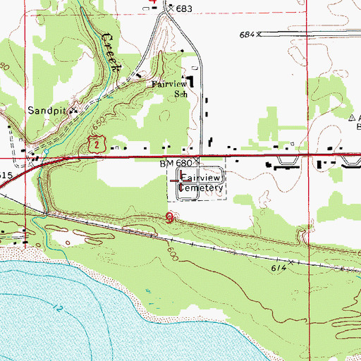 Topographic Map of Fairview Cemetery, MI