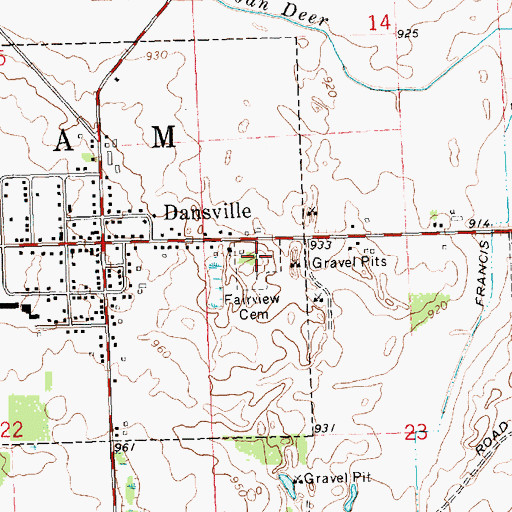 Topographic Map of Fairview Cemetery, MI