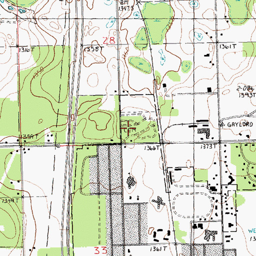 Topographic Map of Fairview Cemetery, MI