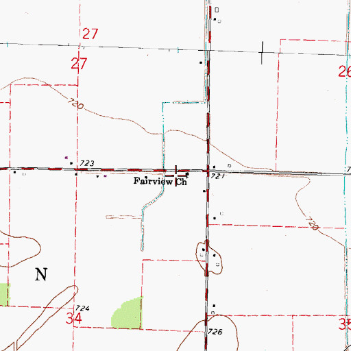 Topographic Map of Fairview Church, MI