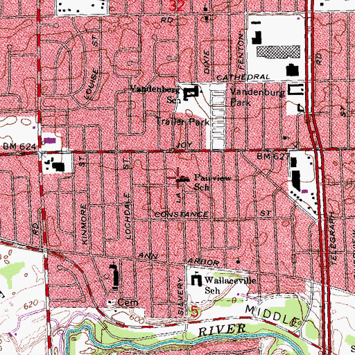 Topographic Map of Fairview School, MI