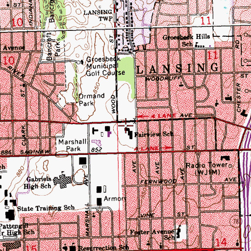 Topographic Map of Fairview Elementary School, MI