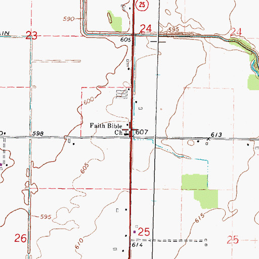 Topographic Map of Faith Bible Church, MI